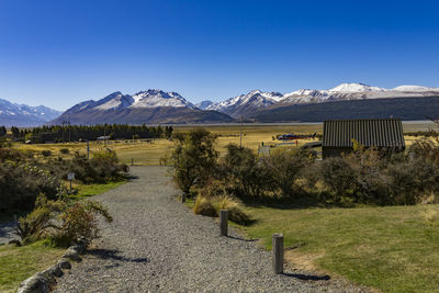 Scenic view of mountains against clear sky