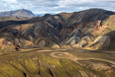 Scenic view of landscape and mountains against sky