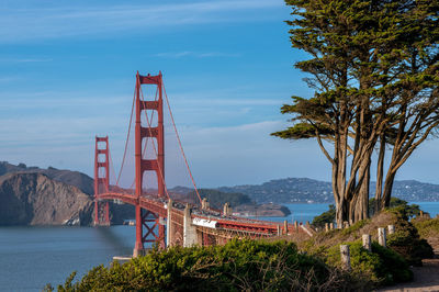 View of bridge over sea against sky