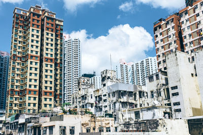 Low angle view of buildings in city