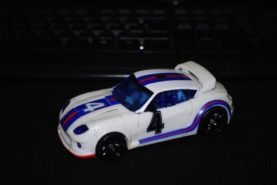 High angle view of toy car