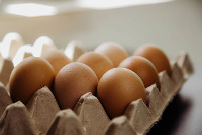 Close-up of eggs in container