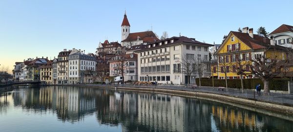 Reflection of buildings in city