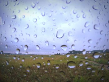 Close-up of water drops on window