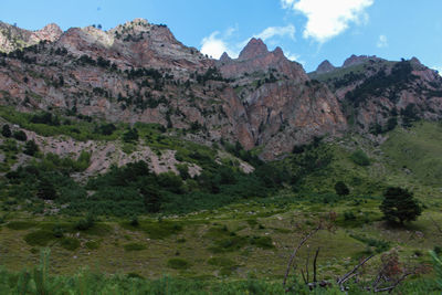 Scenic view of mountains against sky