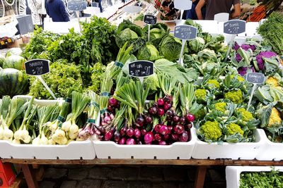 Close-up of vegetables for sale at market stall