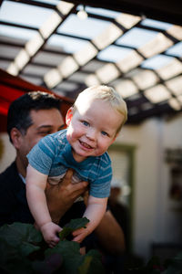 Portrait of happy boy outdoors