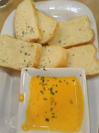 Close-up of served food in plate