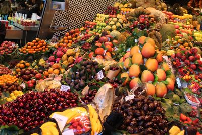 Various fruits for sale at market stall