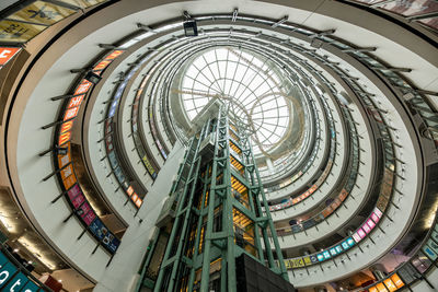Low angle view of spiral staircase in building