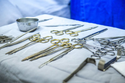 Close-up of objects on table