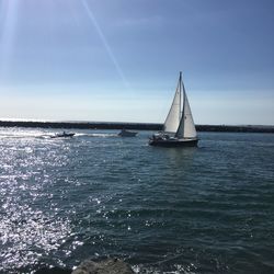 Boat sailing in sea