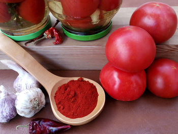 Preserved tomatoes and ingredients