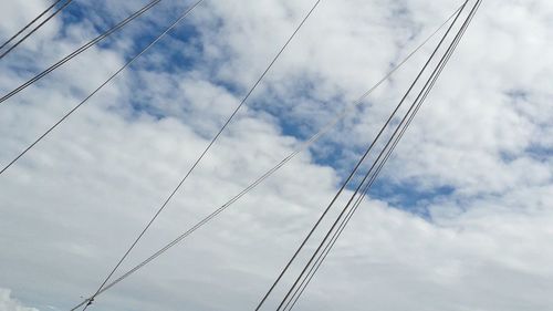 Low angle view of power lines against sky