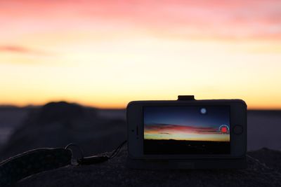 Close-up of landscape at sunset