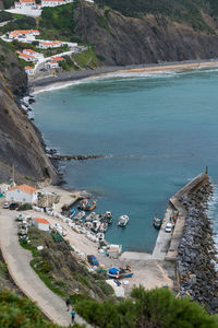 High angle view of beach against sky