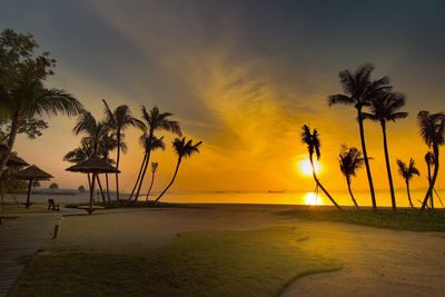 Scenic view of sea against sky at sunset