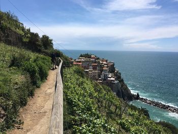 Scenic view of sea against cloudy sky