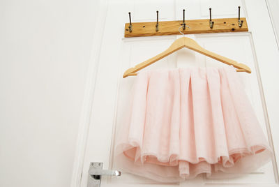 High angle view of dress hanging on door