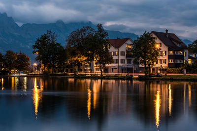 Reflection of buildings in water