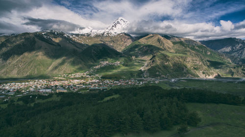 Scenic view of mountains against sky