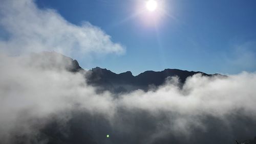 Low angle view of mountains against sky