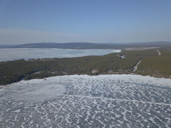 Scenic view of sea against clear sky