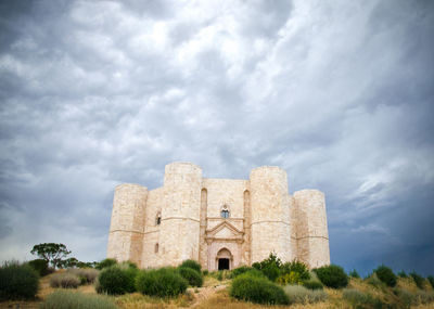 Low angle view of old building against sky