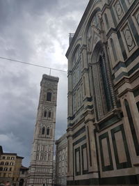 Low angle view of clock tower against sky