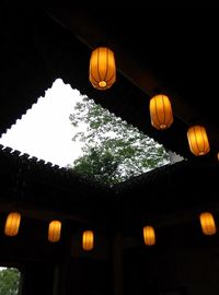 Low angle view of illuminated street light