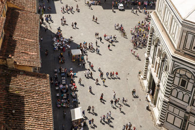High angle view of people at florence cathedral