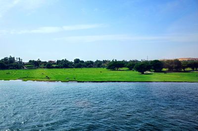 Scenic view of lake against sky