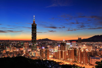 Illuminated city at night