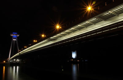 Illuminated city against sky at night