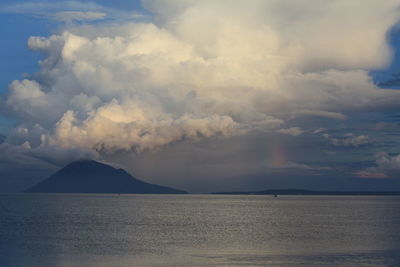 Scenic view of sea against cloudy sky