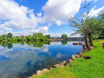 Scenic view of lake against sky
