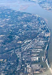 High angle view of buildings in city