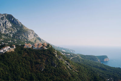 Scenic view of sea against clear sky