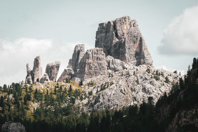 Panoramic view of rock formations against sky