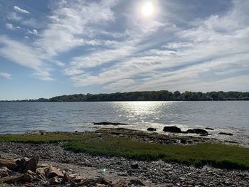 Scenic view of lake against sky