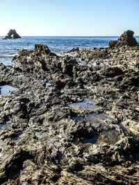 Scenic view of sea against clear sky