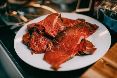 Close-up of meat in plate