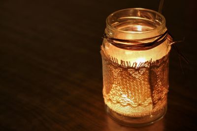 Close-up of jar on table