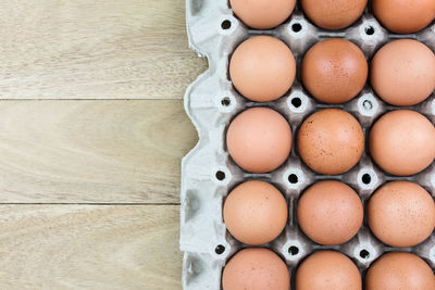 High angle view of eggs in container