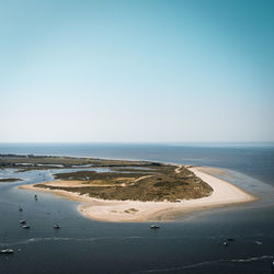 Scenic view of beach against clear sky