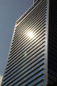 Low angle view of modern building against clear sky