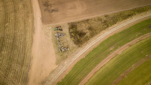 High angle view of agricultural field