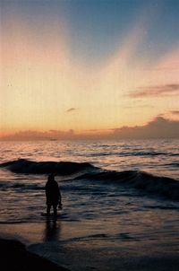 Silhouette of people on beach