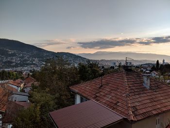 High angle view of townscape against sky