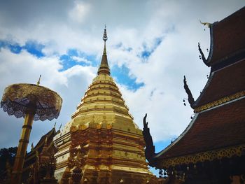 Low angle view of pagoda against sky